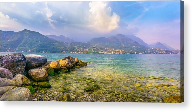 Beautiful Acrylic Print featuring the photograph Evening on the Lake Garda by Dmytro Korol