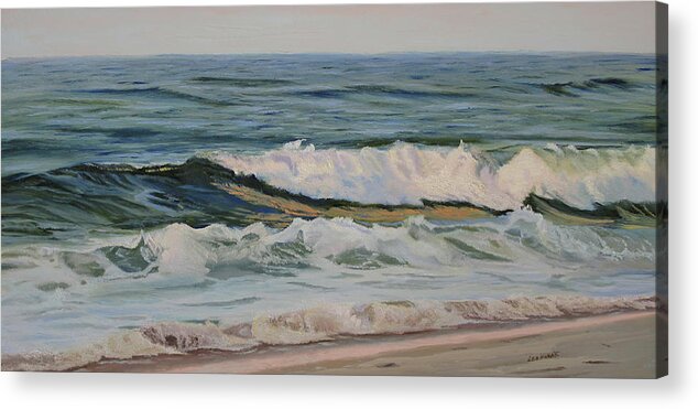 Seascape Acrylic Print featuring the painting Evening Waves by Lea Novak