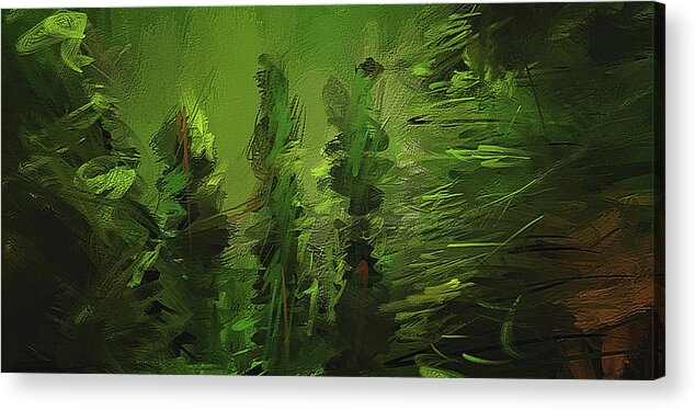 Green Acrylic Print featuring the painting Evergreens - Green Abstract Art by Lourry Legarde