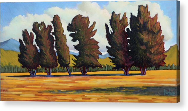 Fairfield Idaho Acrylic Print featuring the painting Fairfield Tree Row by Kevin Hughes