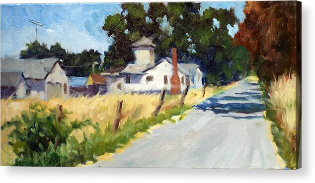 Landscape Acrylic Print featuring the painting Farm with Watertower by Char Wood