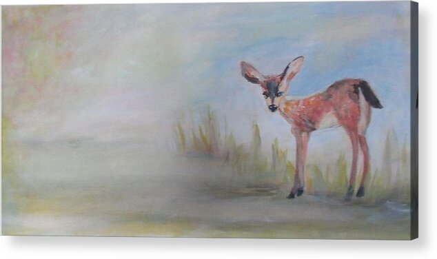 Fawn Acrylic Print featuring the painting Fawn Day by Denice Palanuk Wilson