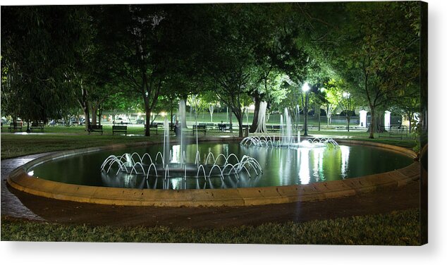 Park Acrylic Print featuring the photograph Fountain at Night by Ed Clark