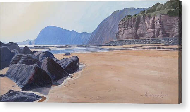 High Peak Cliff Acrylic Print featuring the painting High Peak Cliff Sidmouth by Lawrence Dyer