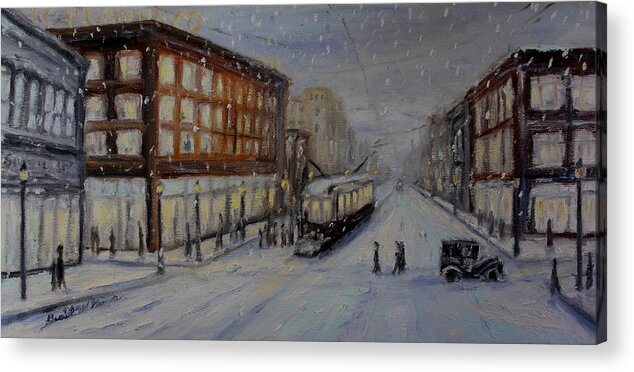 Snow Acrylic Print featuring the painting Holiday Shopping by Daniel W Green