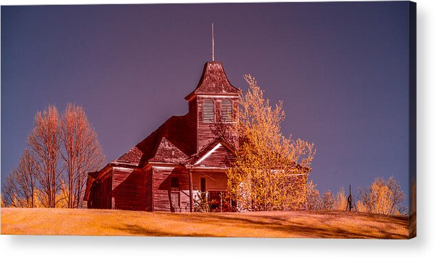 Kimberly School House Acrylic Print featuring the photograph Kimberly School House Infrared False color by Paul Freidlund