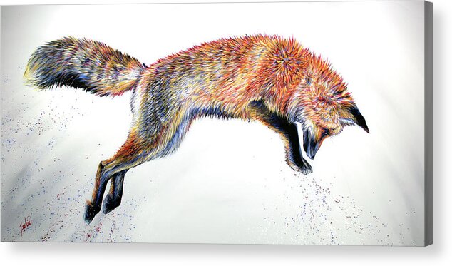 Fox Acrylic Print featuring the painting Leap by Teshia Art