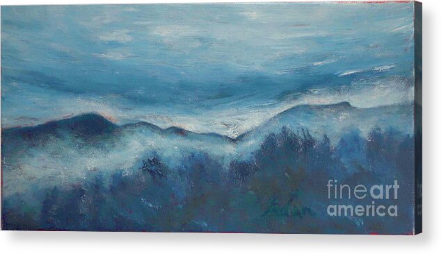 Mount Mansfield Acrylic Print featuring the painting Misty Morning Fog Mount Mansfield Panorama Painting by Felipe Adan Lerma