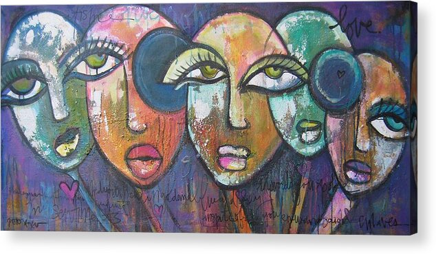 Faces Acrylic Print featuring the painting My Sentiments by Laurie Maves ART