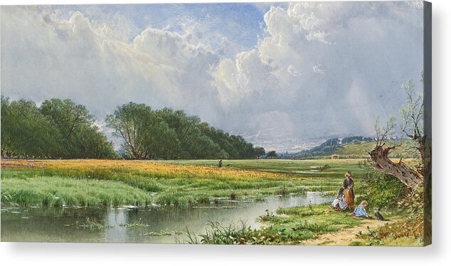 Alfred Thompson Bricher Acrylic Print featuring the drawing On the Meadows of Old Newburyport by Alfred Thompson Bricher