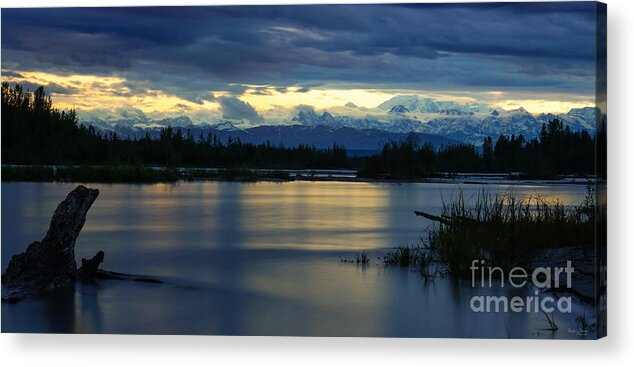 Alaska Acrylic Print featuring the photograph Pano Alaska Midnight Sunset by Jennifer White