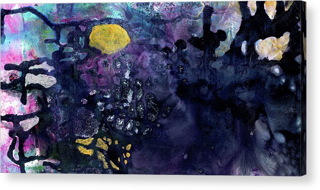 Sun Acrylic Print featuring the painting Rain On A Sunny Day - Colorful Dark Contemporary Abstract by Modern Abstract