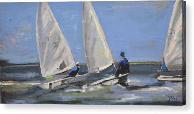 Hobie Acrylic Print featuring the painting Sail Racers by Donna Tuten