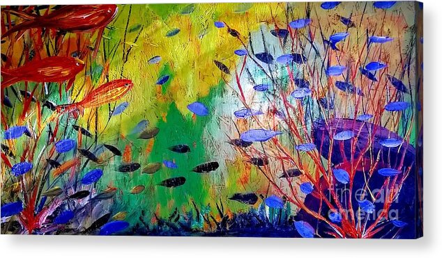 Sea Acrylic Print featuring the painting Sea Life by James and Donna Daugherty
