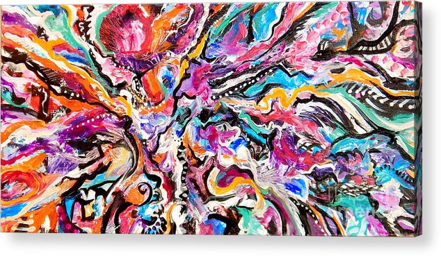  Happy Wild Swirls And Colorful Streaks .the Sensation Of Celebration Acrylic Print featuring the painting Snap crackel hop by Priscilla Batzell Expressionist Art Studio Gallery
