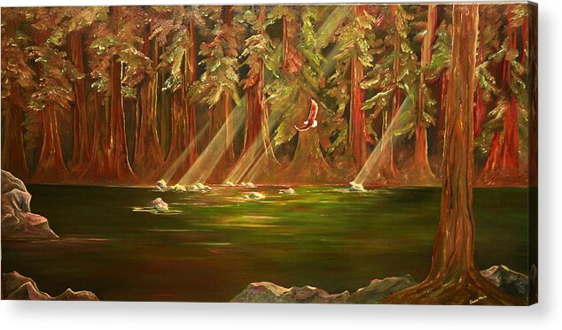 River Acrylic Print featuring the painting Solo Flight by Gwen Rose