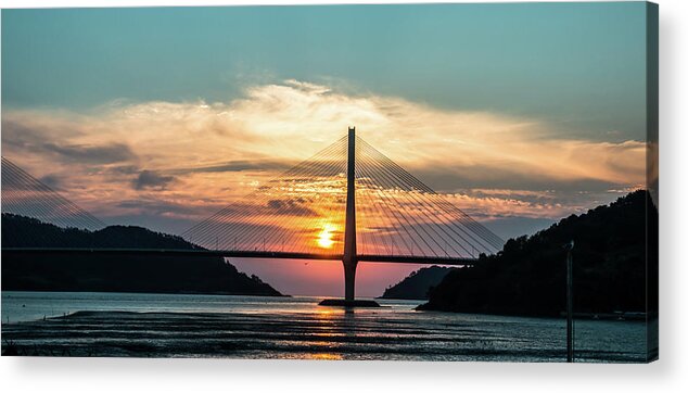 Bridge Acrylic Print featuring the photograph Sunset on the bridge by Hyuntae Kim