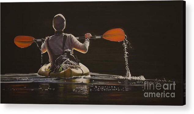 Kayak Acrylic Print featuring the painting The Kayaker by Laurie Tietjen