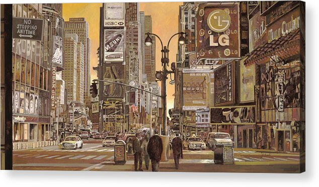 New York Acrylic Print featuring the painting Times Square by Guido Borelli