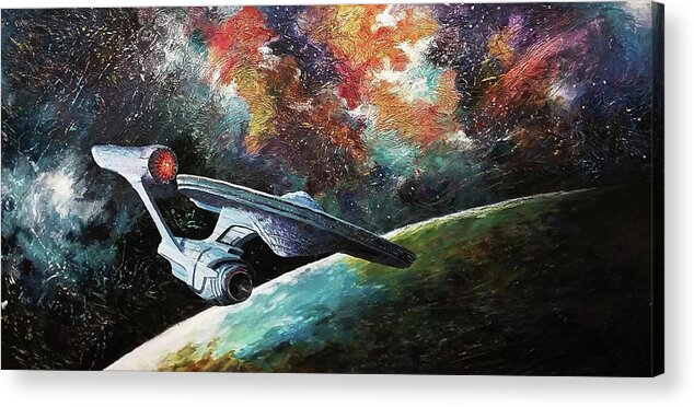 Star Trek Acrylic Print featuring the painting To go beyond by David Maynard