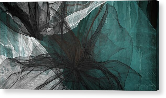 Turquoise Art Acrylic Print featuring the painting Touch Of Class - Black and Teal Art by Lourry Legarde