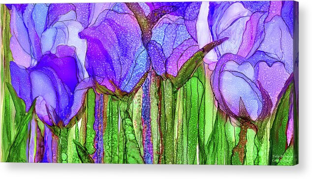 Carol Cavalaris Acrylic Print featuring the mixed media Tulip Bloomies 4 - Purple by Carol Cavalaris