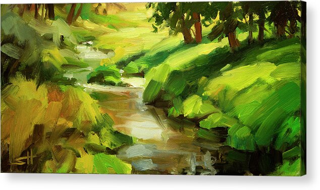 River Acrylic Print featuring the painting Verdant Banks by Steve Henderson