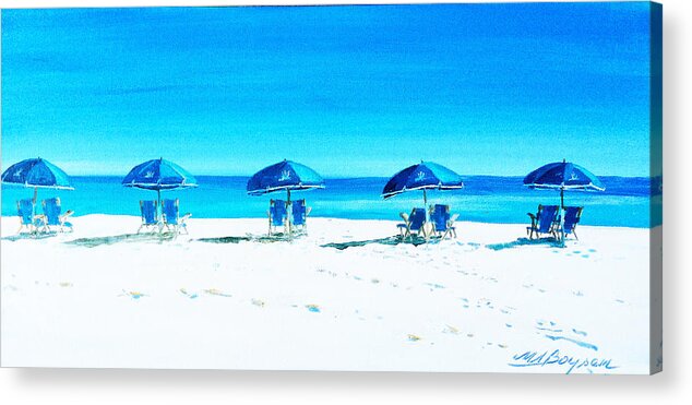 Beach Scenes Acrylic Print featuring the painting Waiting for the Beach Sitters by Maryann Boysen