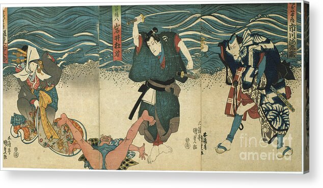People Acrylic Print featuring the drawing Theatre Scene, 1844. Artist Utagawa #2 by Print Collector