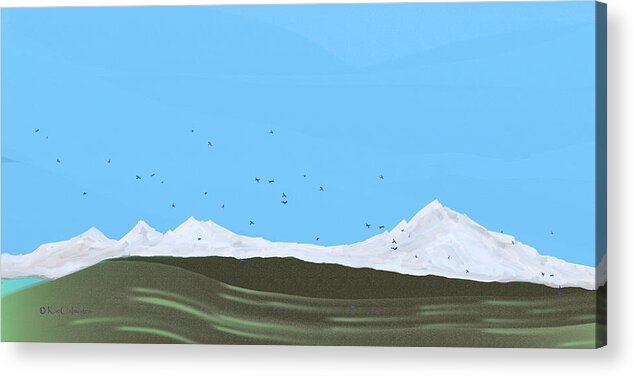Mountains Acrylic Print featuring the digital art Bluebirds Return by Kae Cheatham