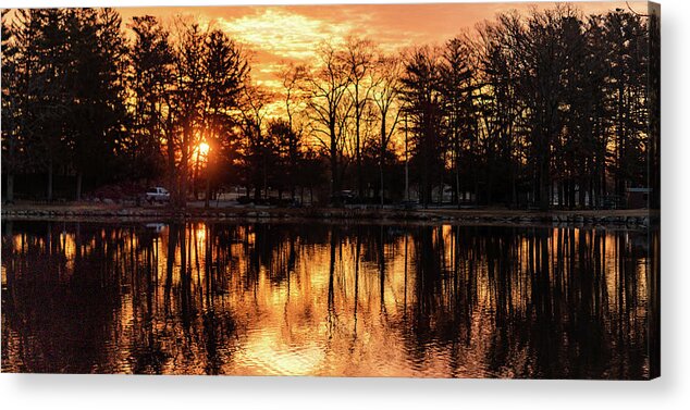 Panorama Photo Acrylic Print featuring the photograph Fire Sunrise Pano by William Bretton