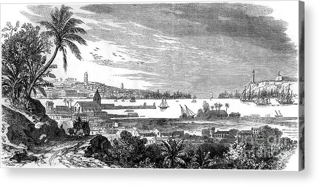 Engraving Acrylic Print featuring the drawing Havana, Cuba, C1865 by Print Collector