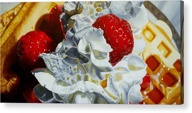 Waffles Acrylic Print featuring the painting Making an Impression by Melanie Cossey