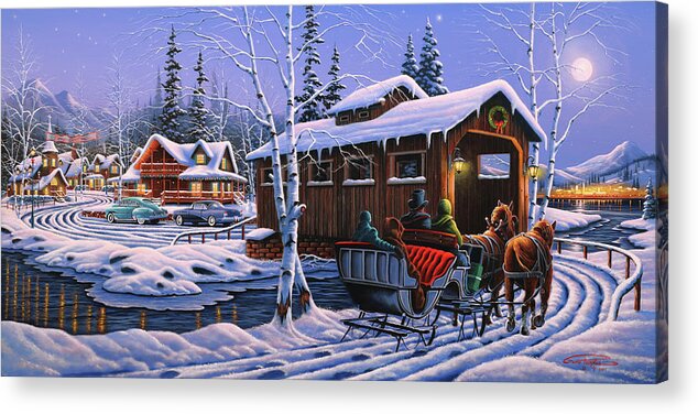 Romantic Christmas Acrylic Print featuring the painting Romantic Christmas by Geno Peoples