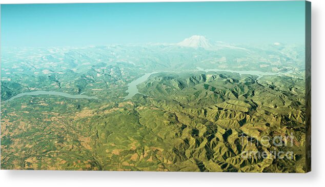 Yale Lake Acrylic Print featuring the digital art Yale Lake 3D Render Topographic Map Horizon by Frank Ramspott