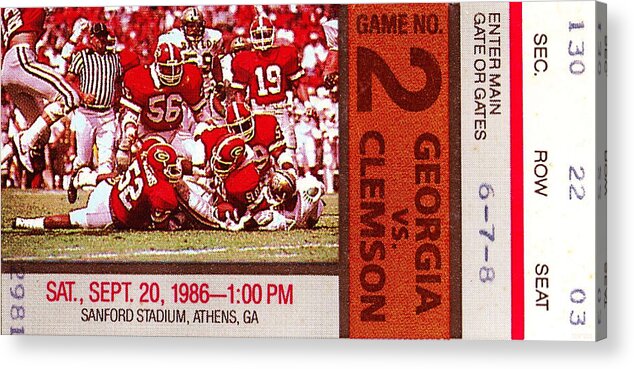  Acrylic Print featuring the drawing 1986 Georgia vs. Clemson by Row One Brand