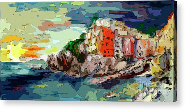 Abstract Art Acrylic Print featuring the digital art Abstract Riomaggiore Italy Cinque Terre by Ginette Callaway