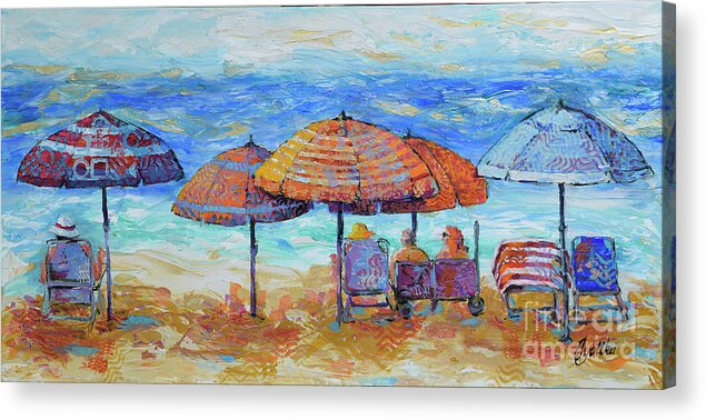  Acrylic Print featuring the painting Beach Umbrellas by Jyotika Shroff