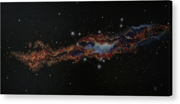 Capricorn Acrylic Print featuring the painting Capricorn constellation by Neslihan Ergul Colley