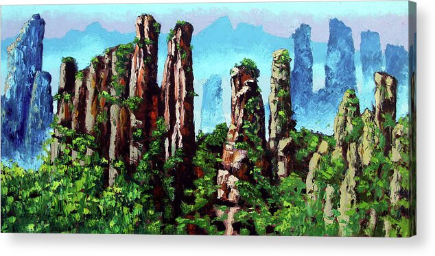 China Mountains Acrylic Print featuring the painting China Mountains 40 by John Lautermilch