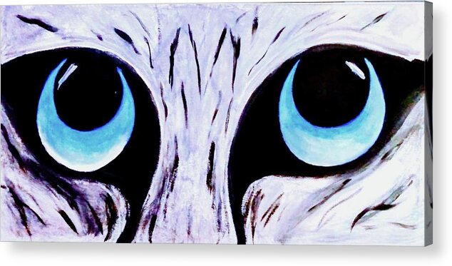  Acrylic Print featuring the painting Contest Cat Eyes by Anna Adams