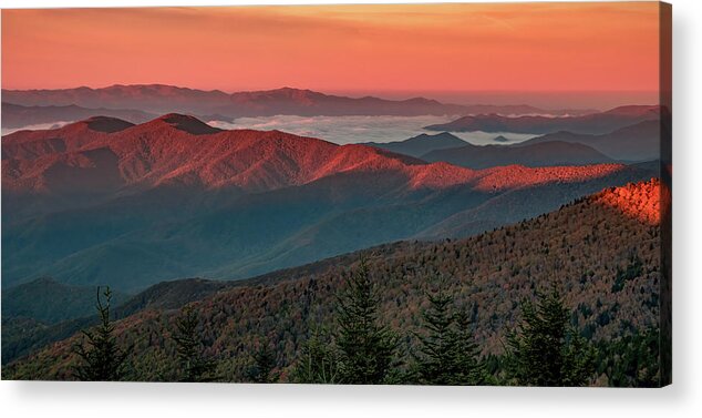 Dawn First Light Acrylic Print featuring the photograph Dawn's Early Light From Clingman's Dome by Marcy Wielfaert