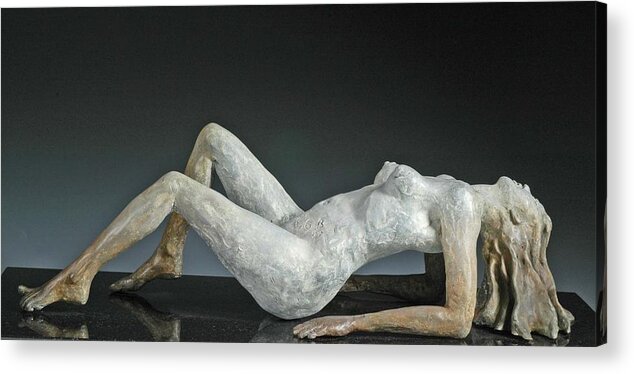 Female Reclining Nude Acrylic Print featuring the sculpture Desiree by Eduardo Gomez