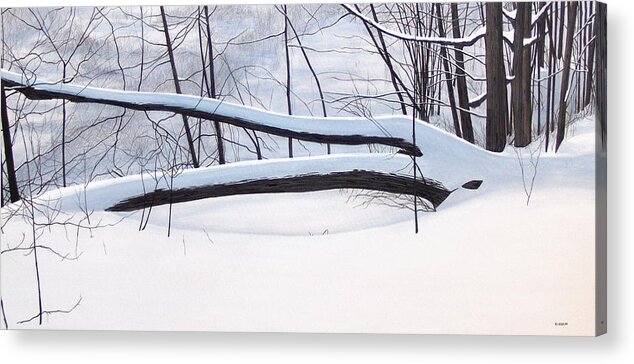 Landscape Acrylic Print featuring the painting Fallen Winter Tree by Kenneth M Kirsch