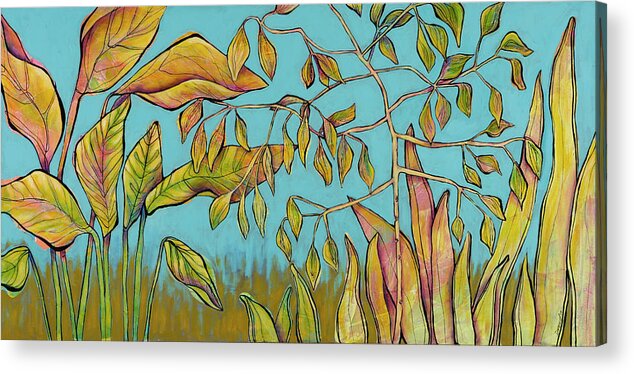 Colorful Plants Acrylic Print featuring the painting Glory by Darcy Lee Saxton