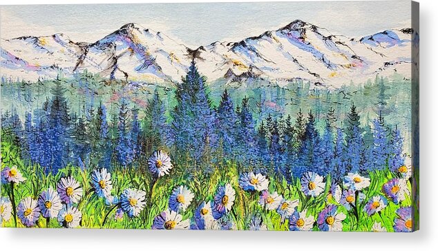 Mountains Acrylic Print featuring the painting Mountain Blues by Diane Phalen