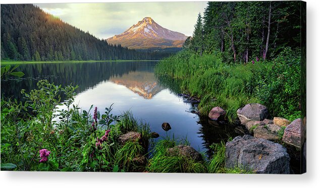 Reflection Acrylic Print featuring the photograph Mt. Hood Reflected in Trilliium Lake by Michael Ash
