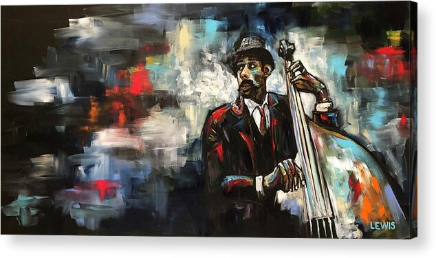 Ron Carter Acrylic Print featuring the painting Ron Carter by Ellen Lewis