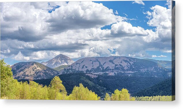 Beauty In The Sky Acrylic Print featuring the photograph Spanish Peaks Country Colorado Panorama by Debra Martz