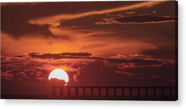 Sunset Acrylic Print featuring the photograph Sunset on the pier by Jamie Tyler